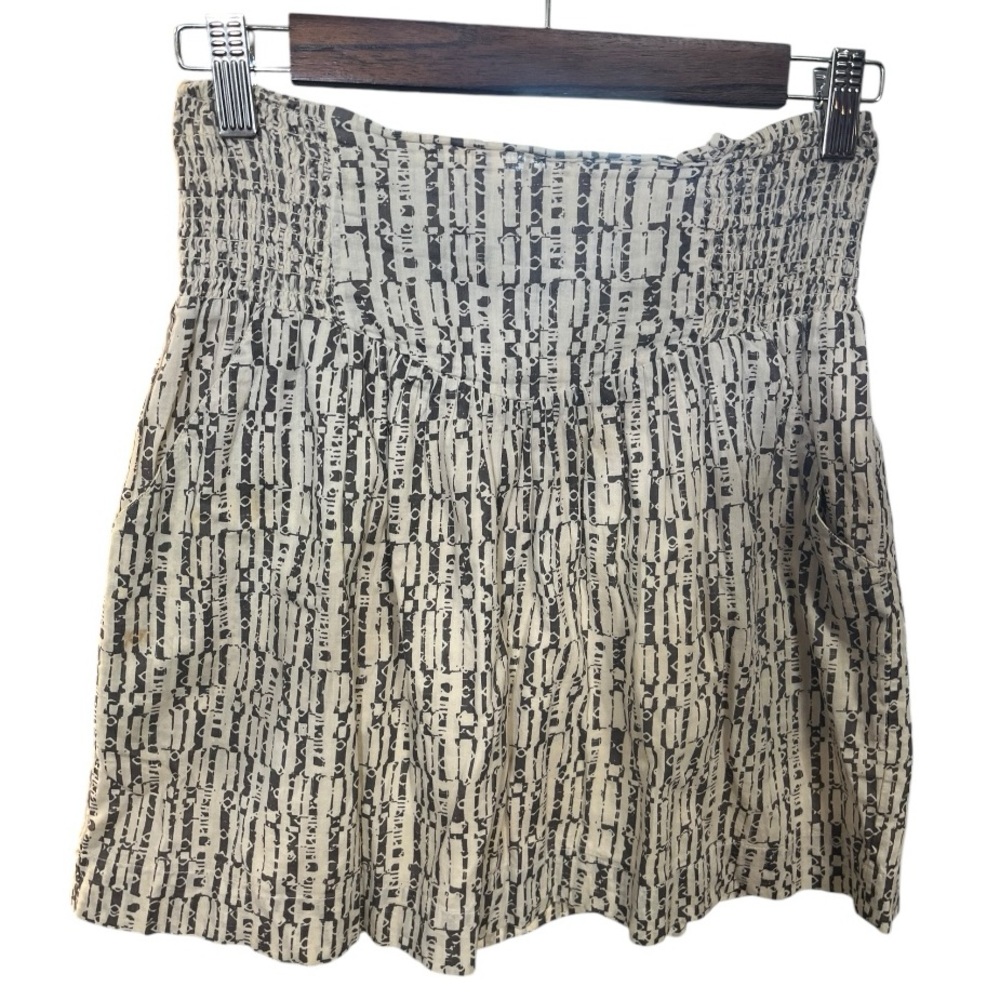 URBAN OUTFITTERS STARING AT STARS BROWN BEIGE SMOCKED WAIST MINI SKIRT SZ SMALL